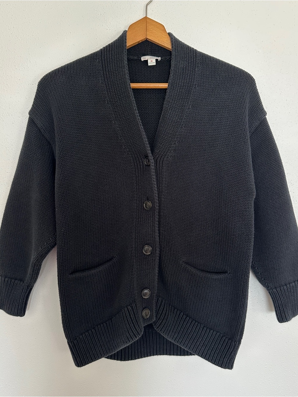 GAP Black Oversized V-Neck Button Cardigan